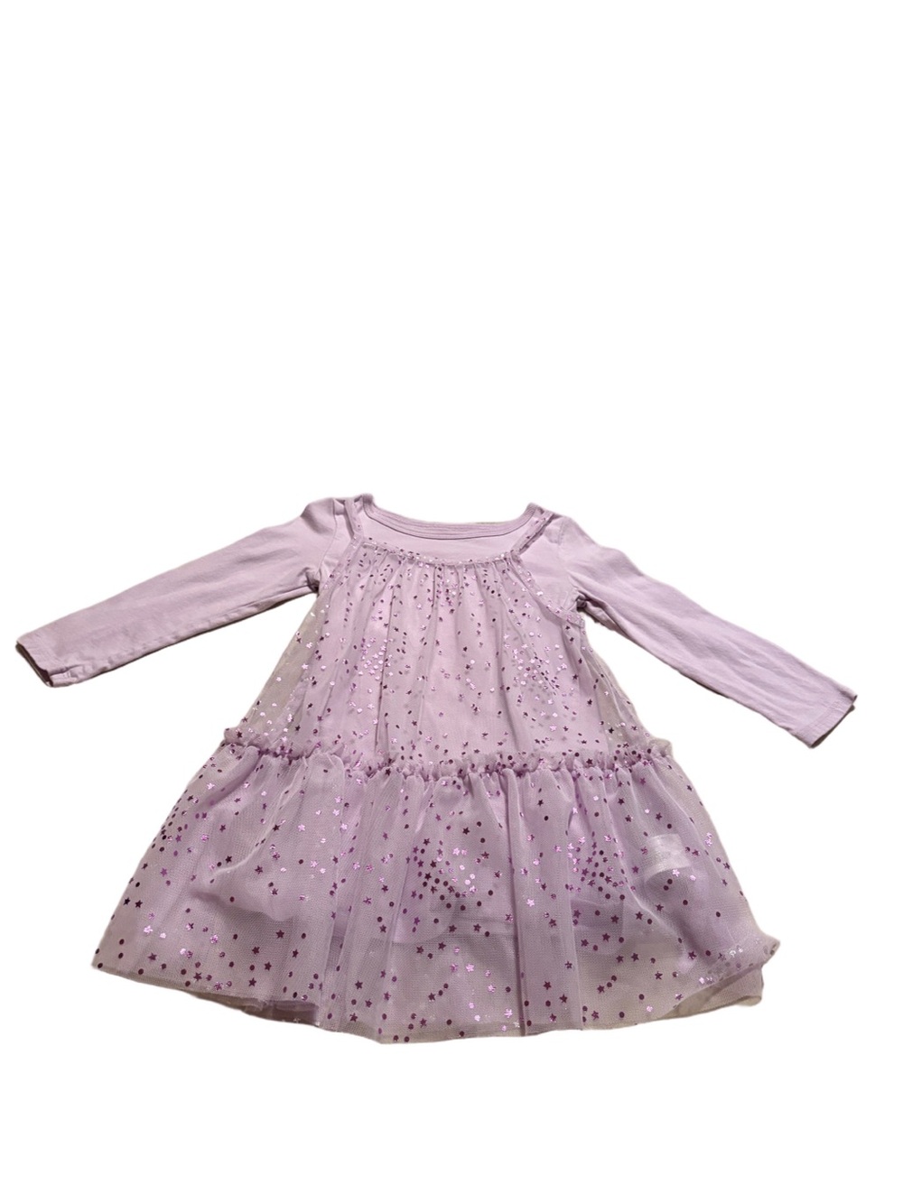 Carter's Purple Star Tulle Long-Sleeve Dress Size 3T